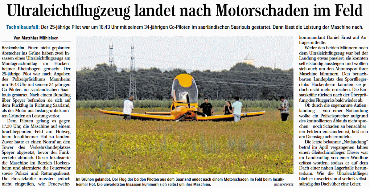 20260812 HTZ UltralaeichtflugzuglandetnachMotorschadenimFeld